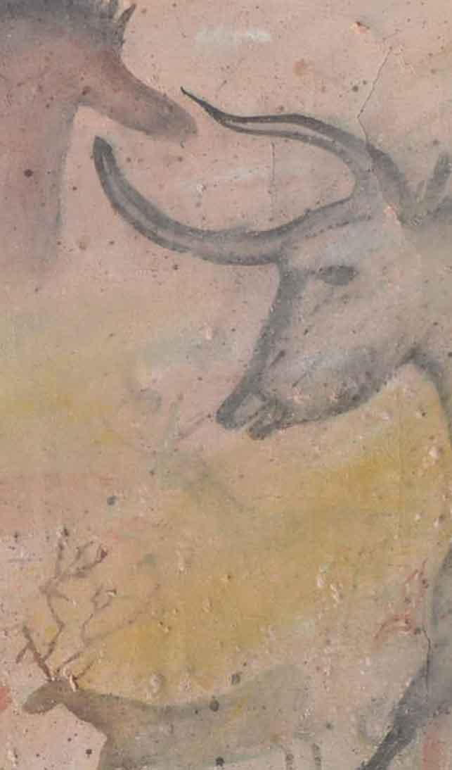 Fresque inspirée de la salle des taureaux de la grotte de Lascaux