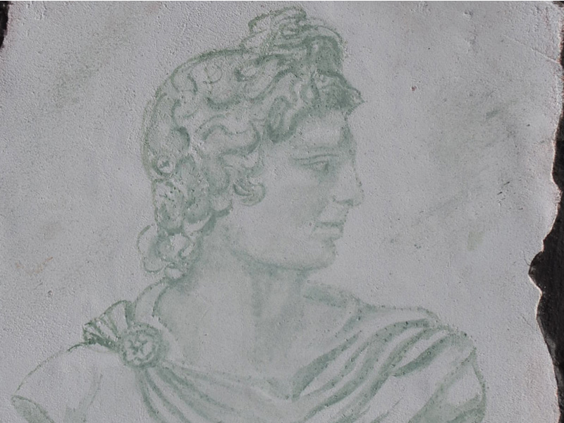 Fresque de L'Atelier Antique représentant le buste d'un empereur romain